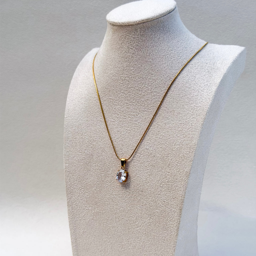 Noelle Solitaire Snake Chain Necklace