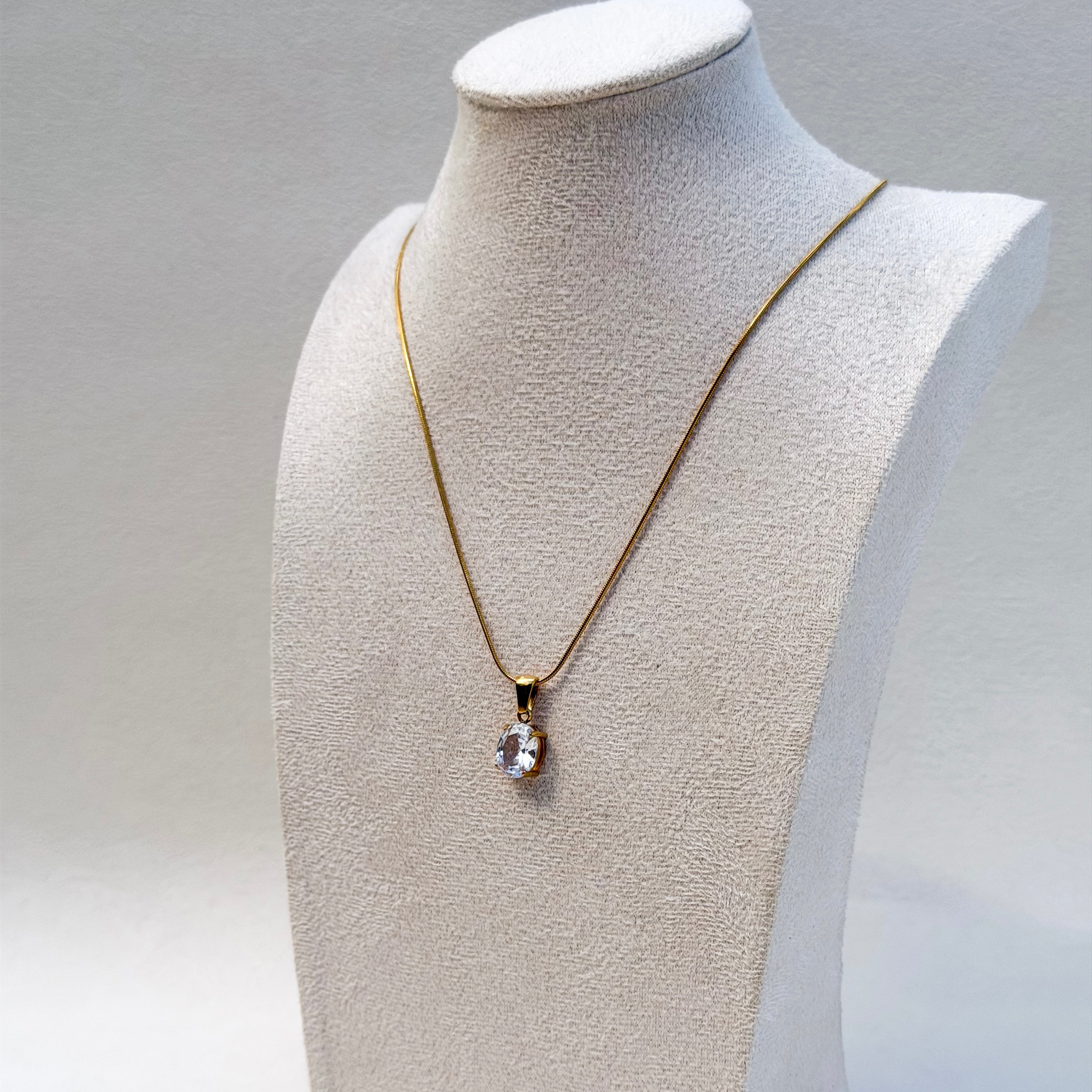 Noelle Solitaire Snake Chain Necklace