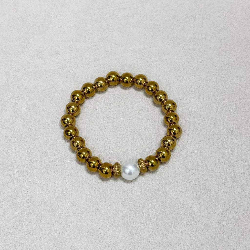 Golden Pearl Accent Bead Bracelet