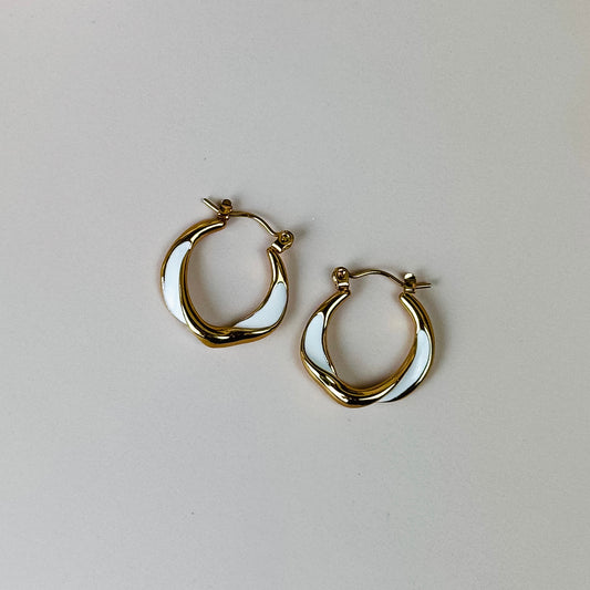 Enamel Accent Hoop Earrings