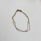Dainty Pearl Double Chain Bracelet