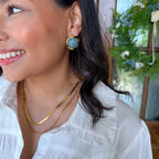 Vintage Cabochon Statement Studs in Aqua Quartz