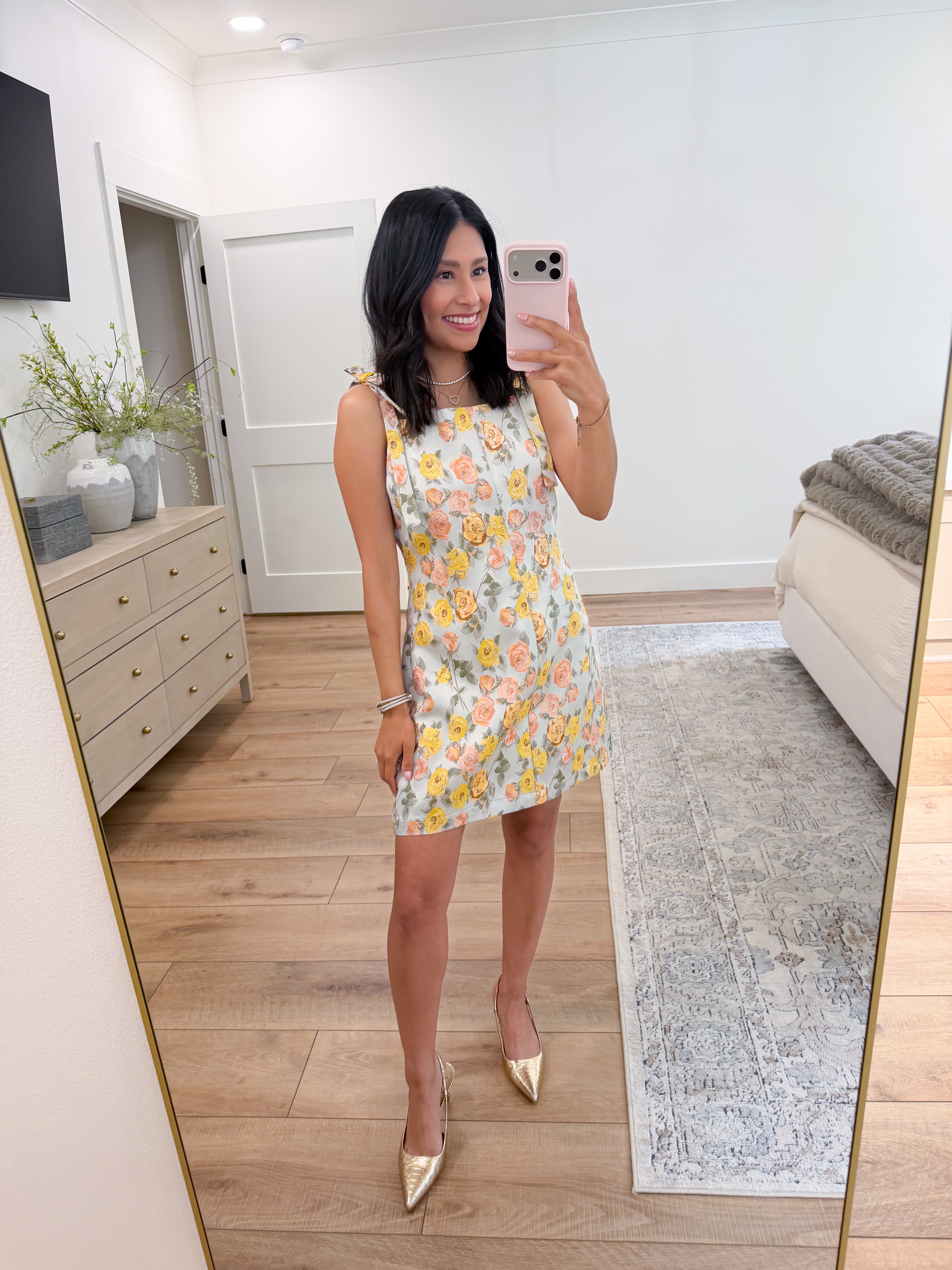 Dusty Blue Garden Tie Strap Dress