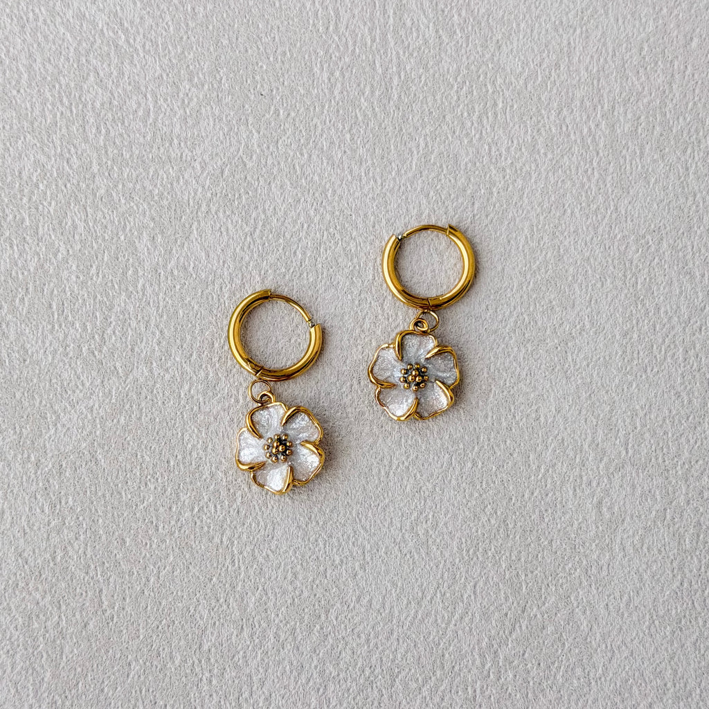 Bloom Flower Charm Hoops
