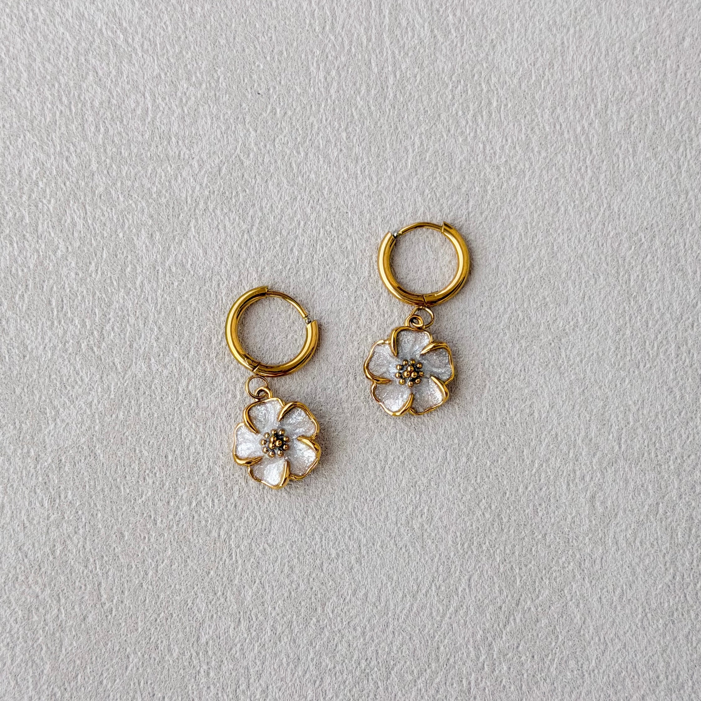 Bloom Flower Charm Hoops