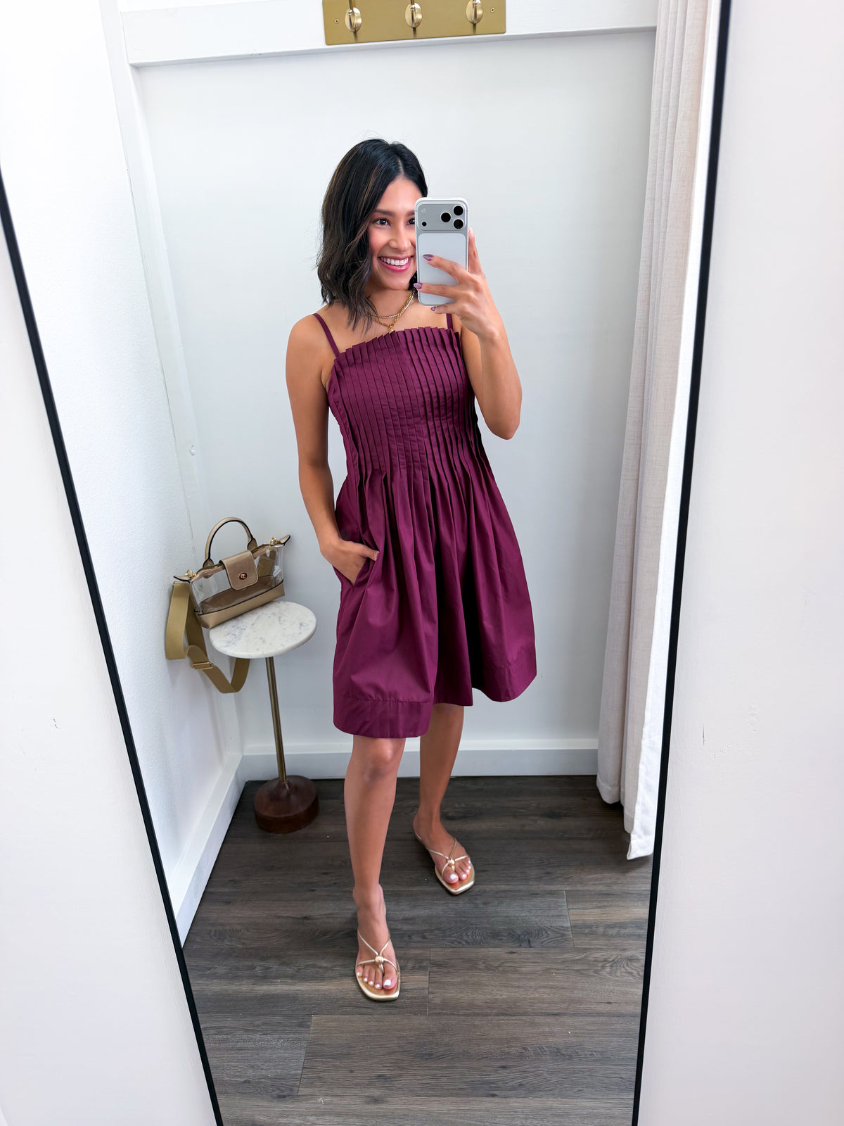 The Merlot Smocked Mini Dress