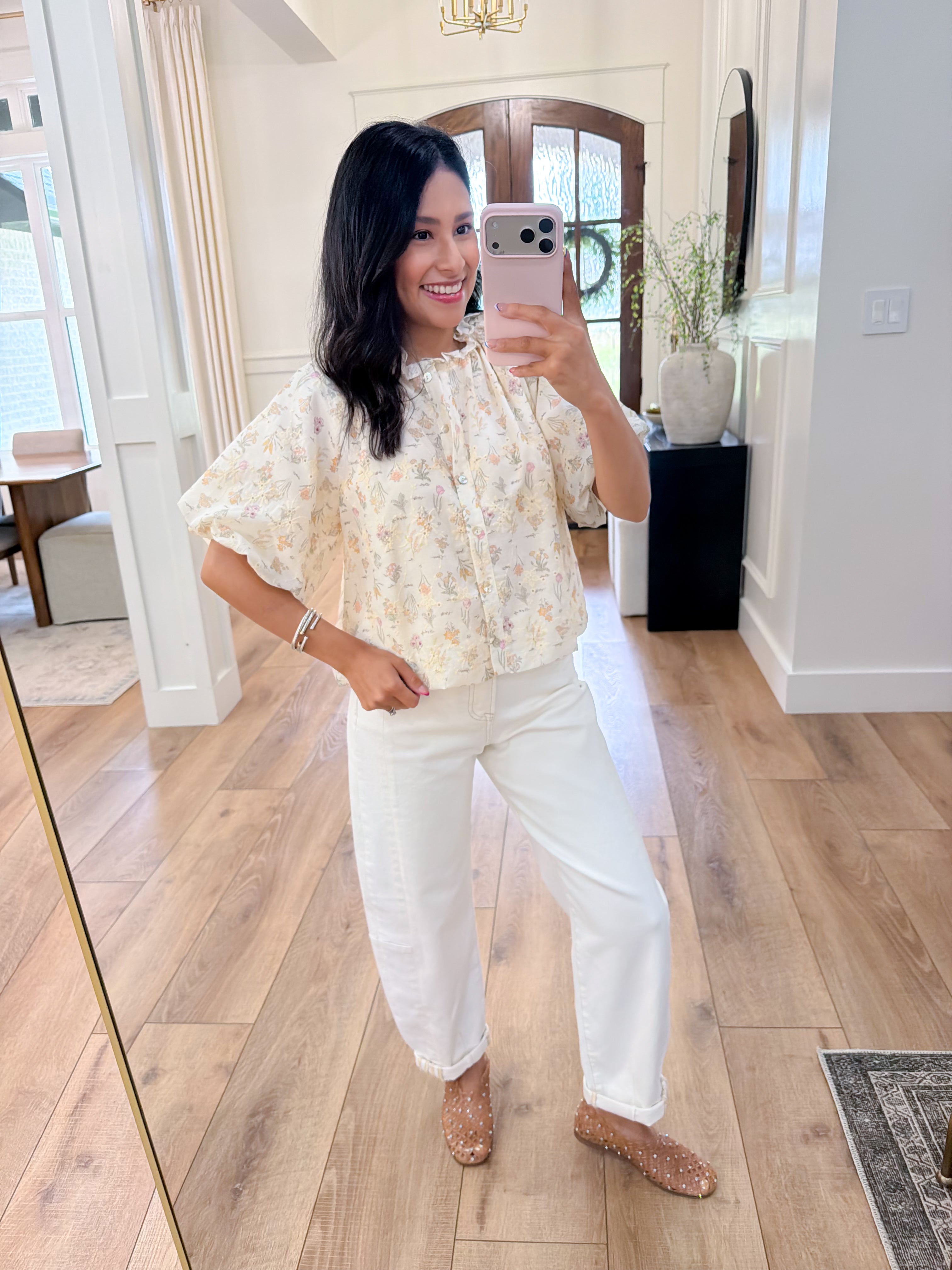 Floral Eyelet Bubble Top