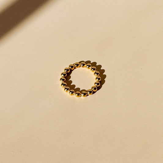 Gold Beaded Band Ring