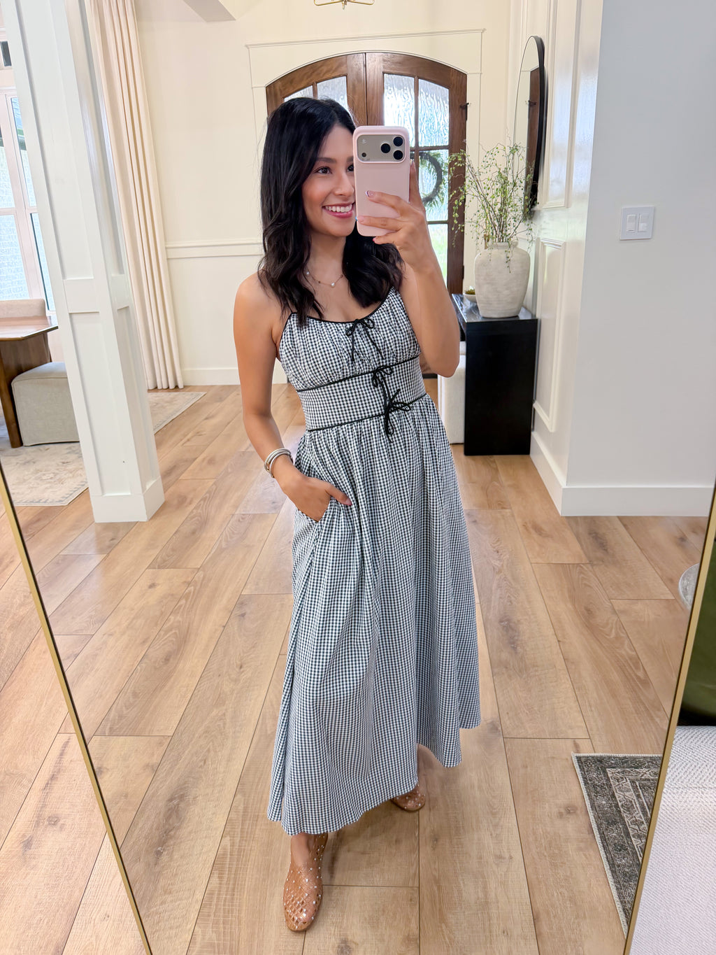 Black Gingham Midi