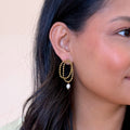 Golden Beaded Pearl Hoop Earrings