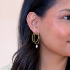 Golden Beaded Pearl Hoop Earrings