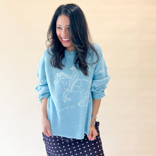 Embroidered Cowboy Knit Sweater