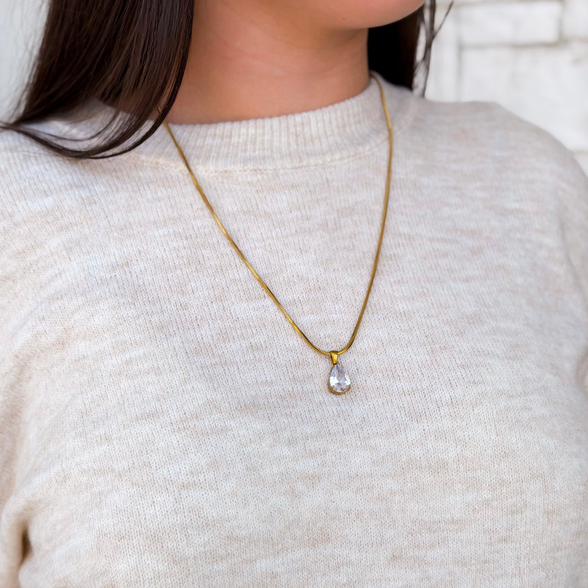 Lumière Pear Crystal Necklace
