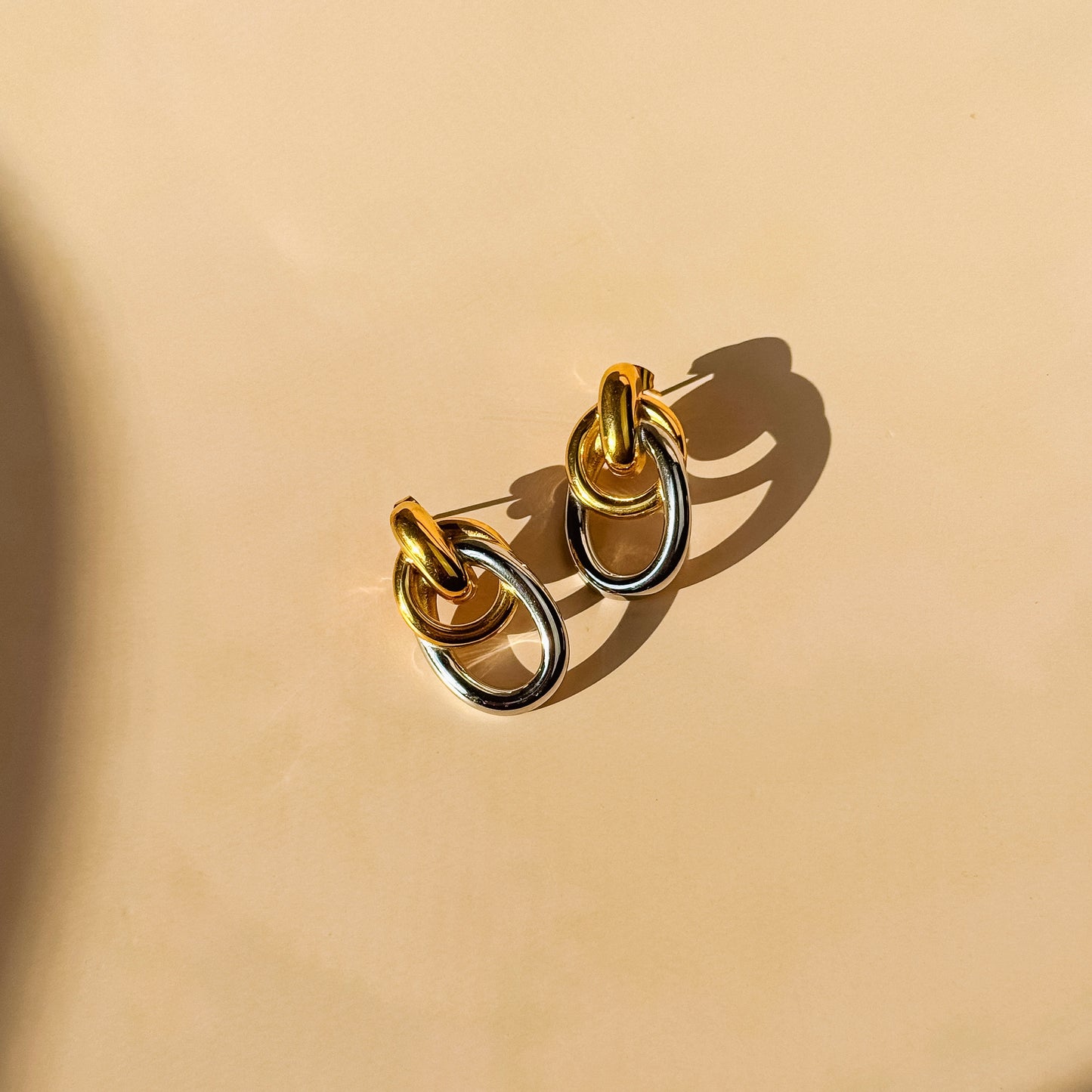 Two-Tone Gold & Silver Link Earrings