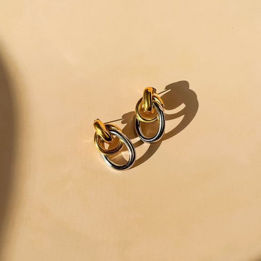 Two-Tone Gold & Silver Link Earrings