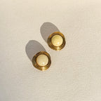 Marble Halo Round Statement Earrings