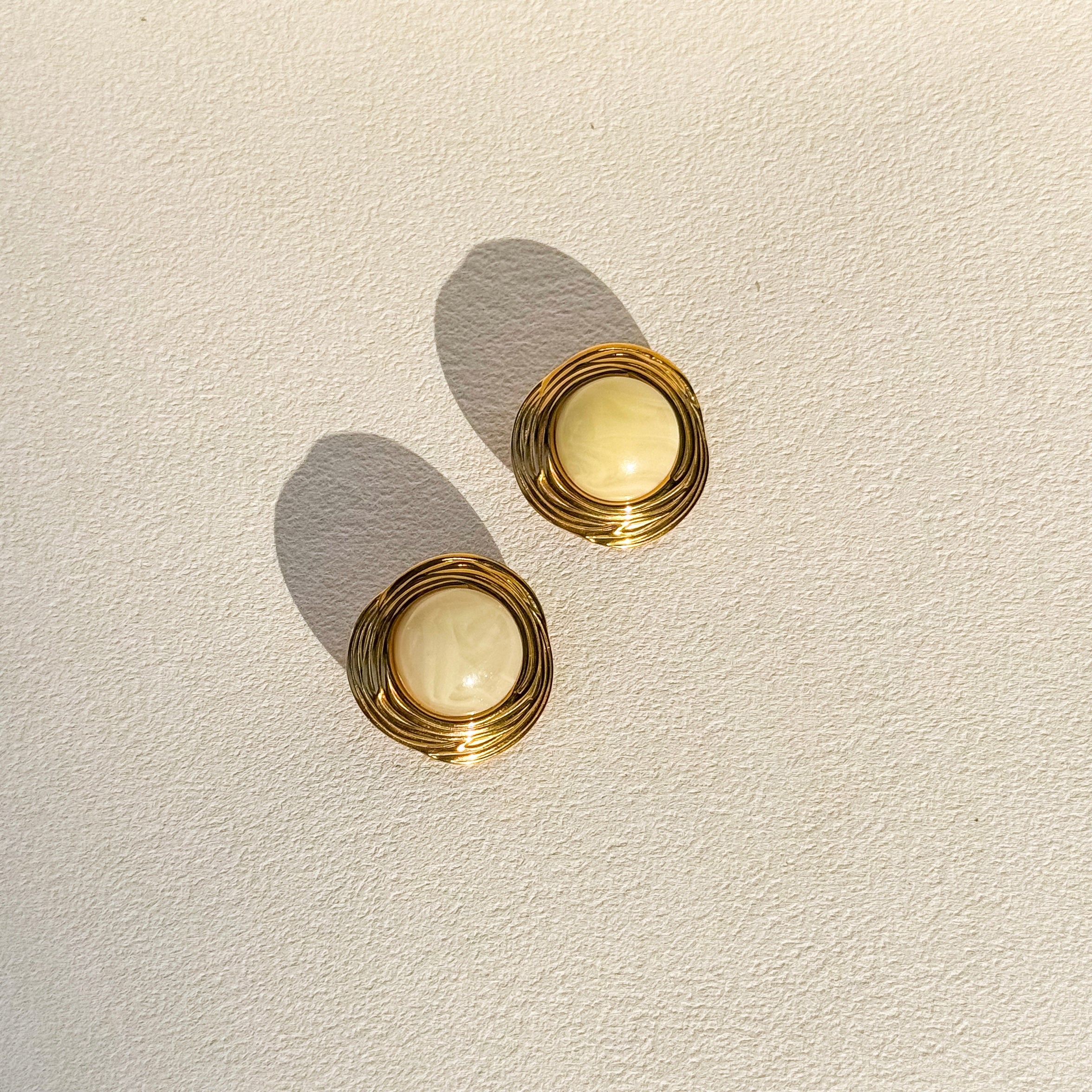 Marble Halo Round Statement Earrings