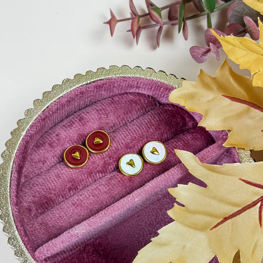 Gold Heart Medallion Earrings