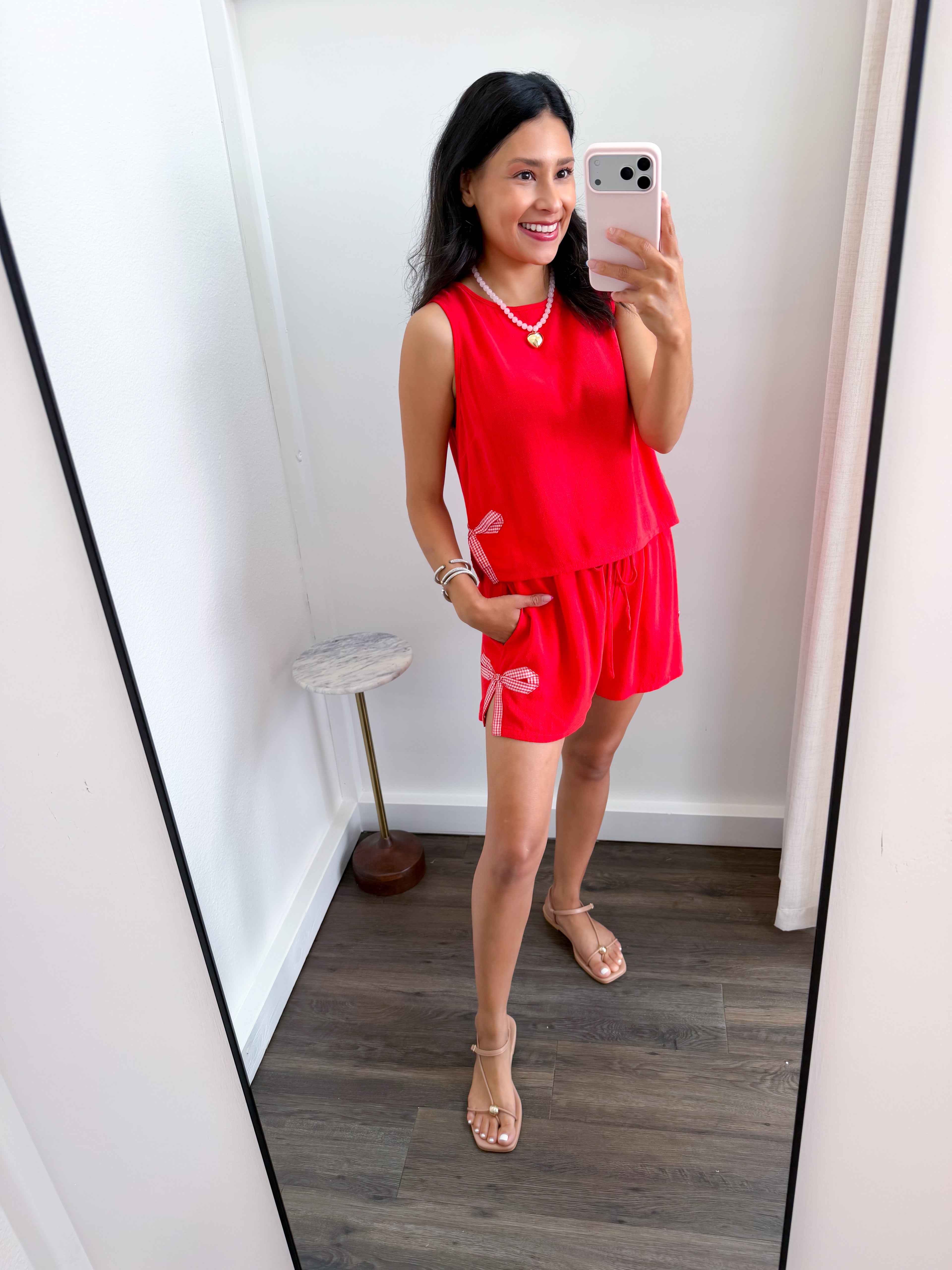 Poppy Red Bow Detail Lounge Set