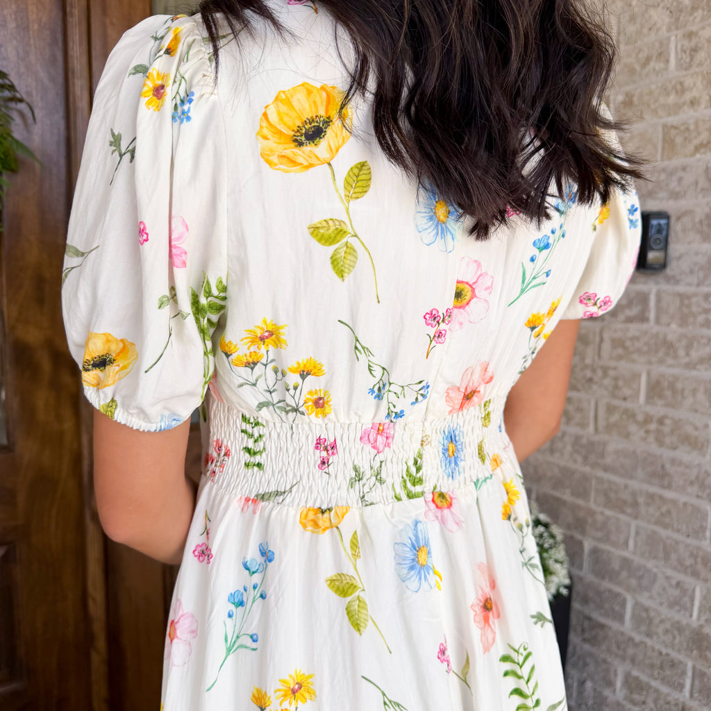 Floral Twist Front Detail Midi Dress