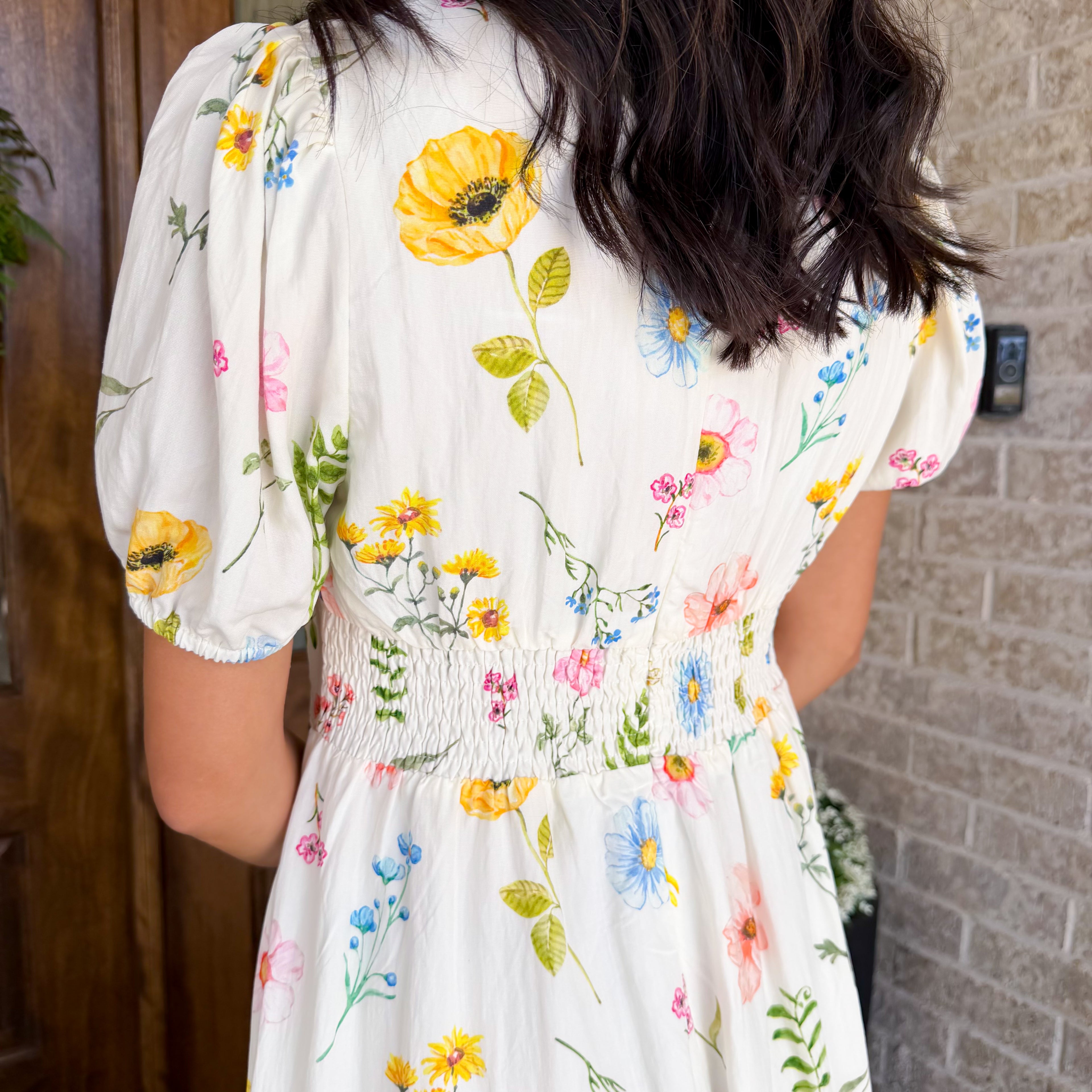 Floral Twist Front Detail Midi Dress