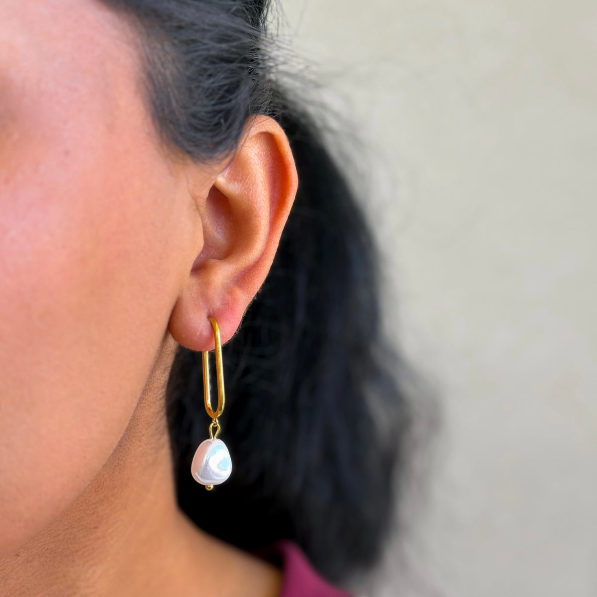 Modern Pearl Hook Drop Earrings