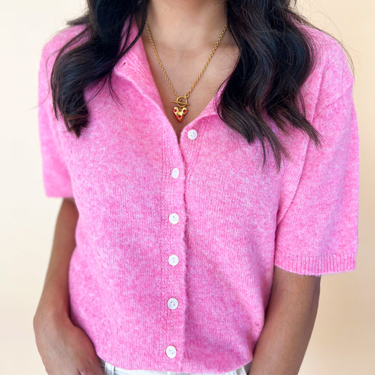 Pink Short Sleeve Cardi