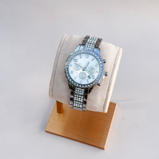 Silver Luxe Chrono Watch
