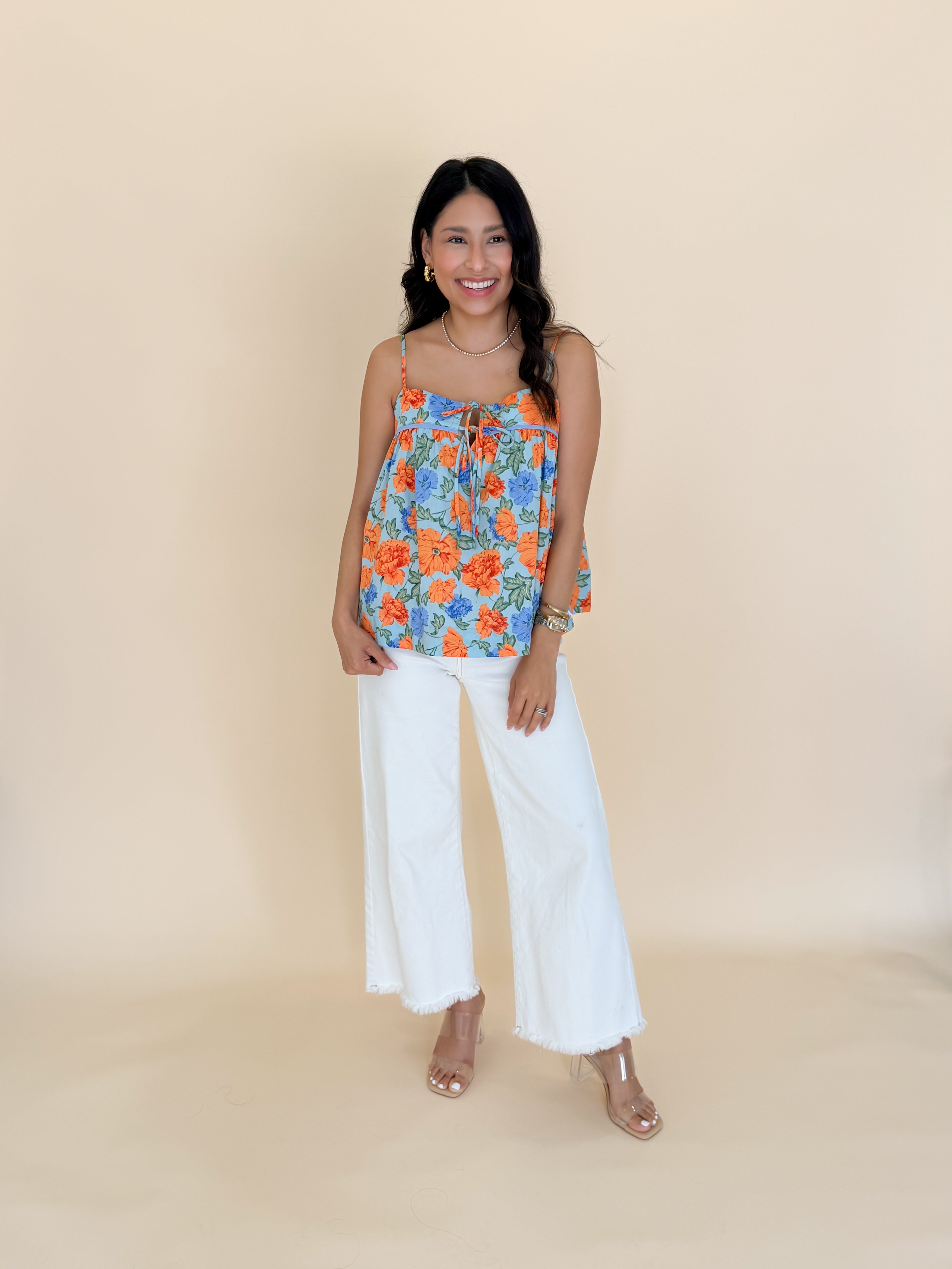 Kylee Floral Tie-front Cami Top