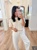 Pointelle Puff Sleeve Sweater