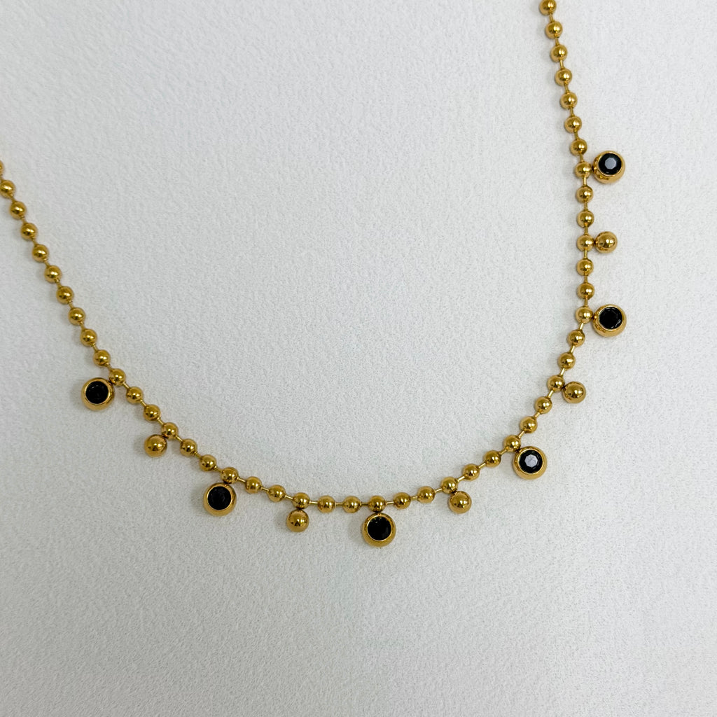 Midnight Beaded Stone Necklace