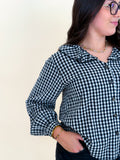 Gingham Ruffle Collar Blouse