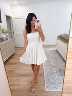White Romance Strapless Mini Dress