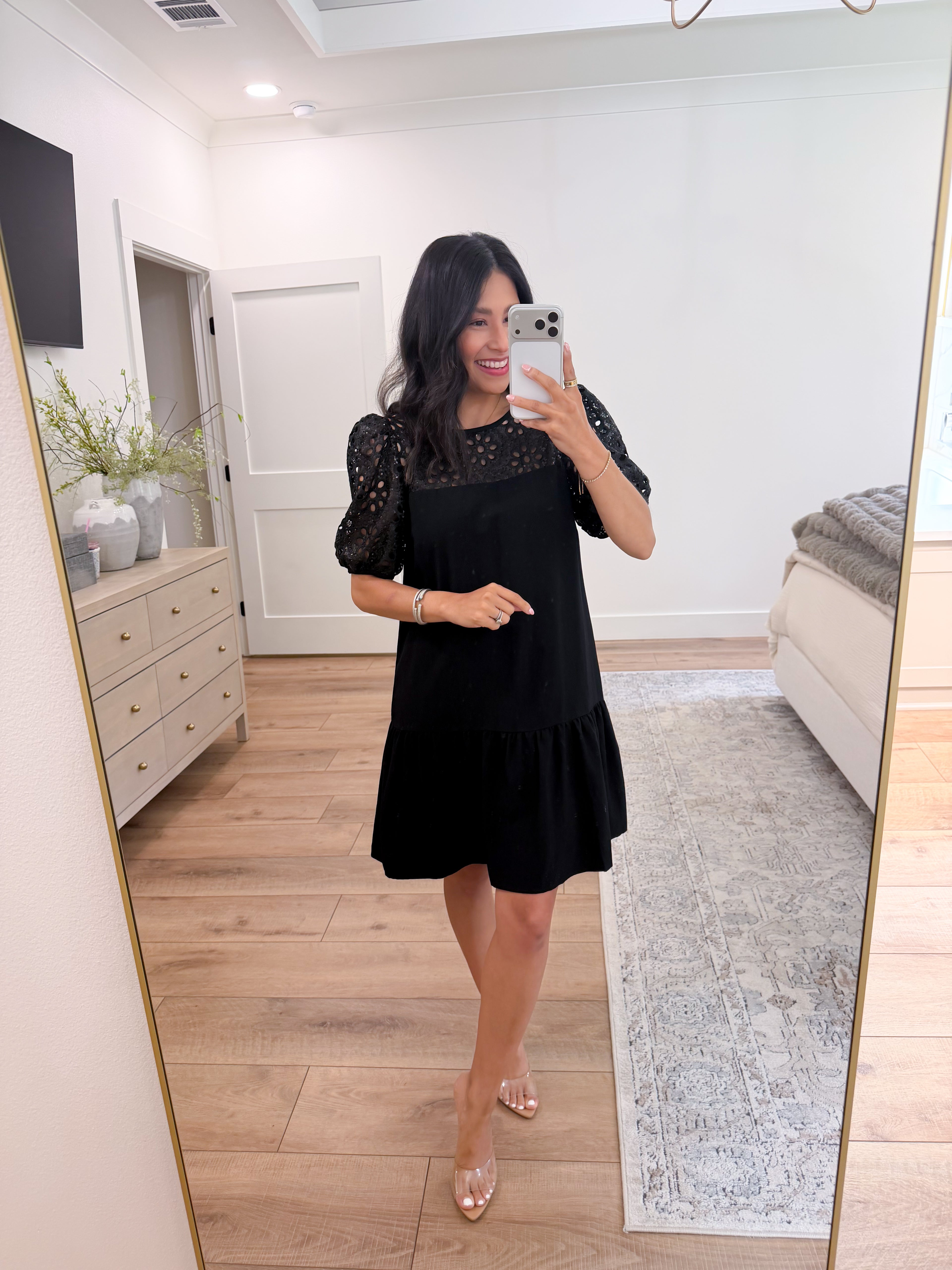 Midnight Eyelet Babydoll Dress