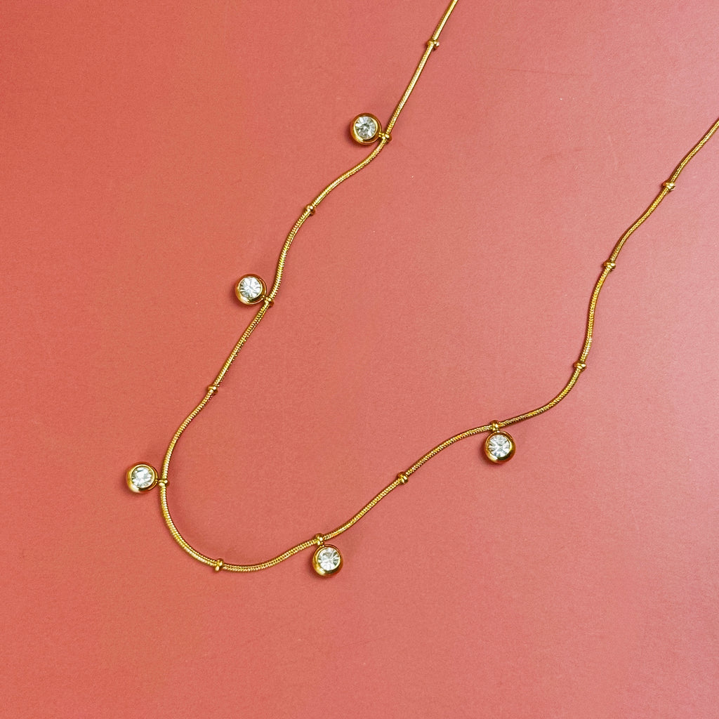 Gold Crystal Drop Necklace