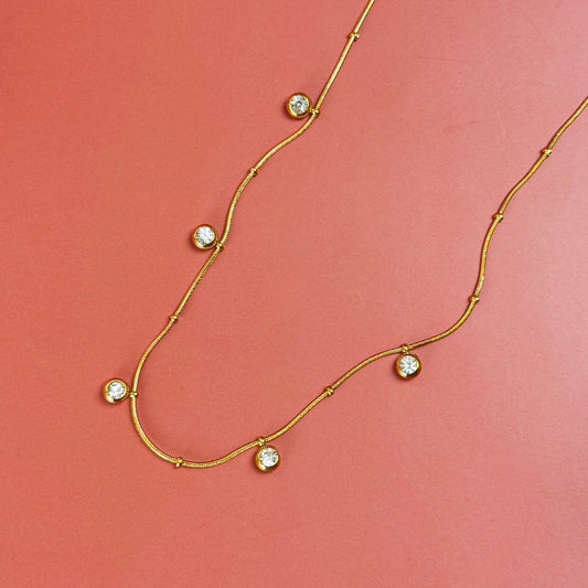 Gold Crystal Drop Necklace