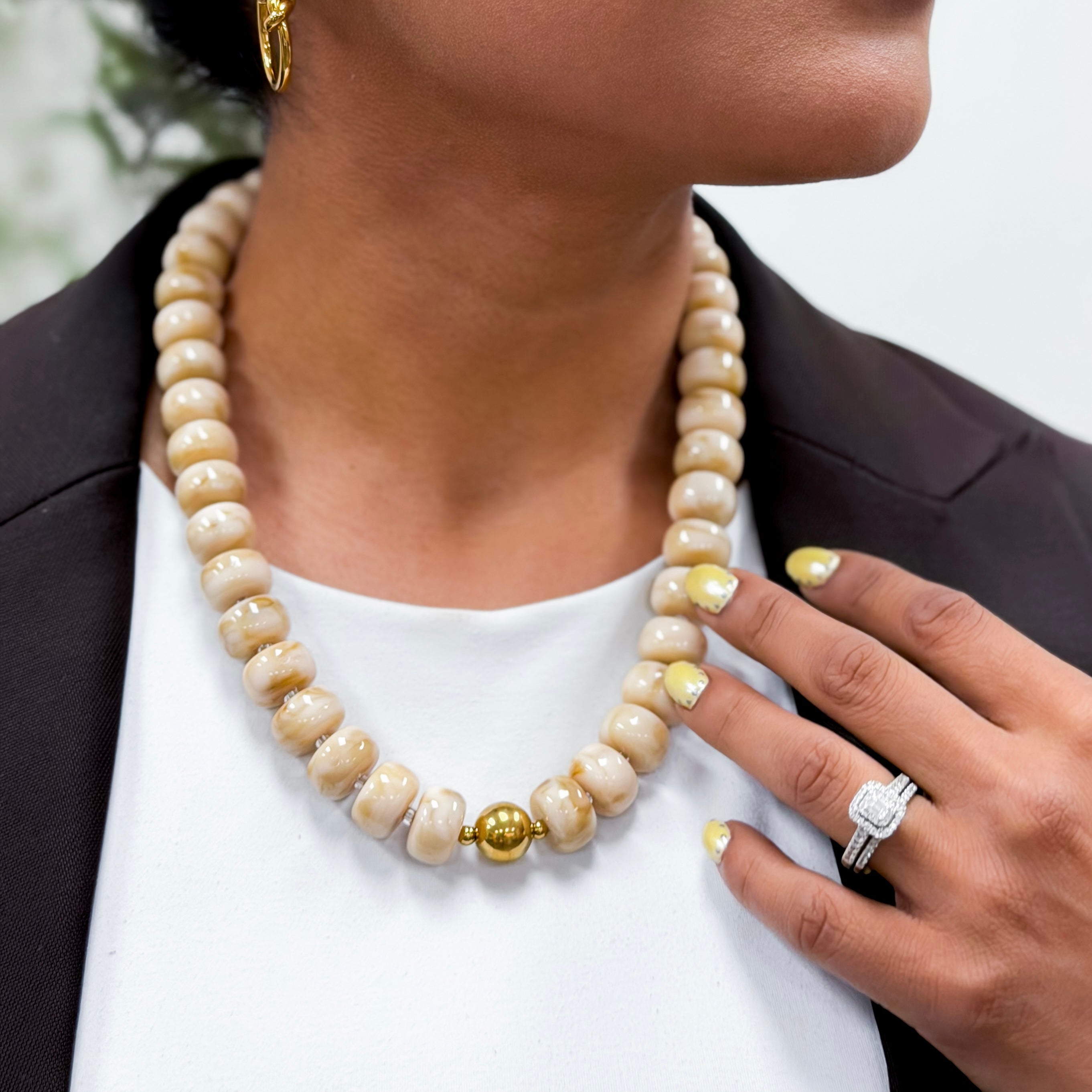 Santal Cream Beaded Necklace