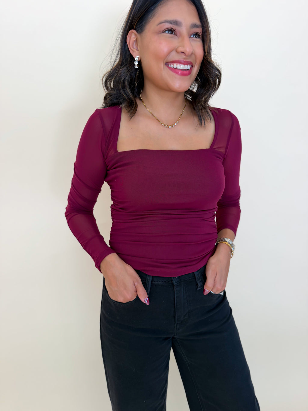 The Merlot Mesh Top
