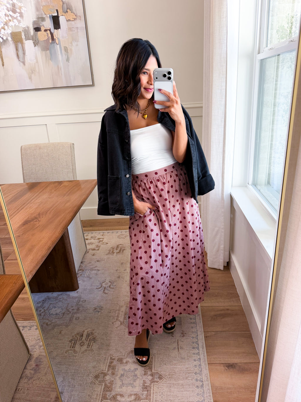 The Rosalie Dot Midi Skirt