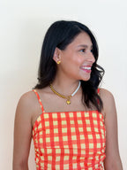 Orange Gingham Midi Dress