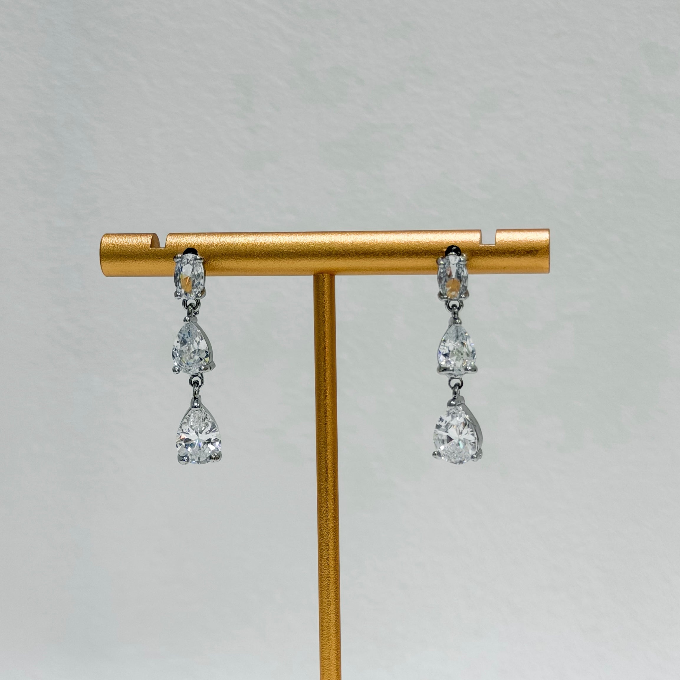 Crystal Teardrop Cascade Earrings