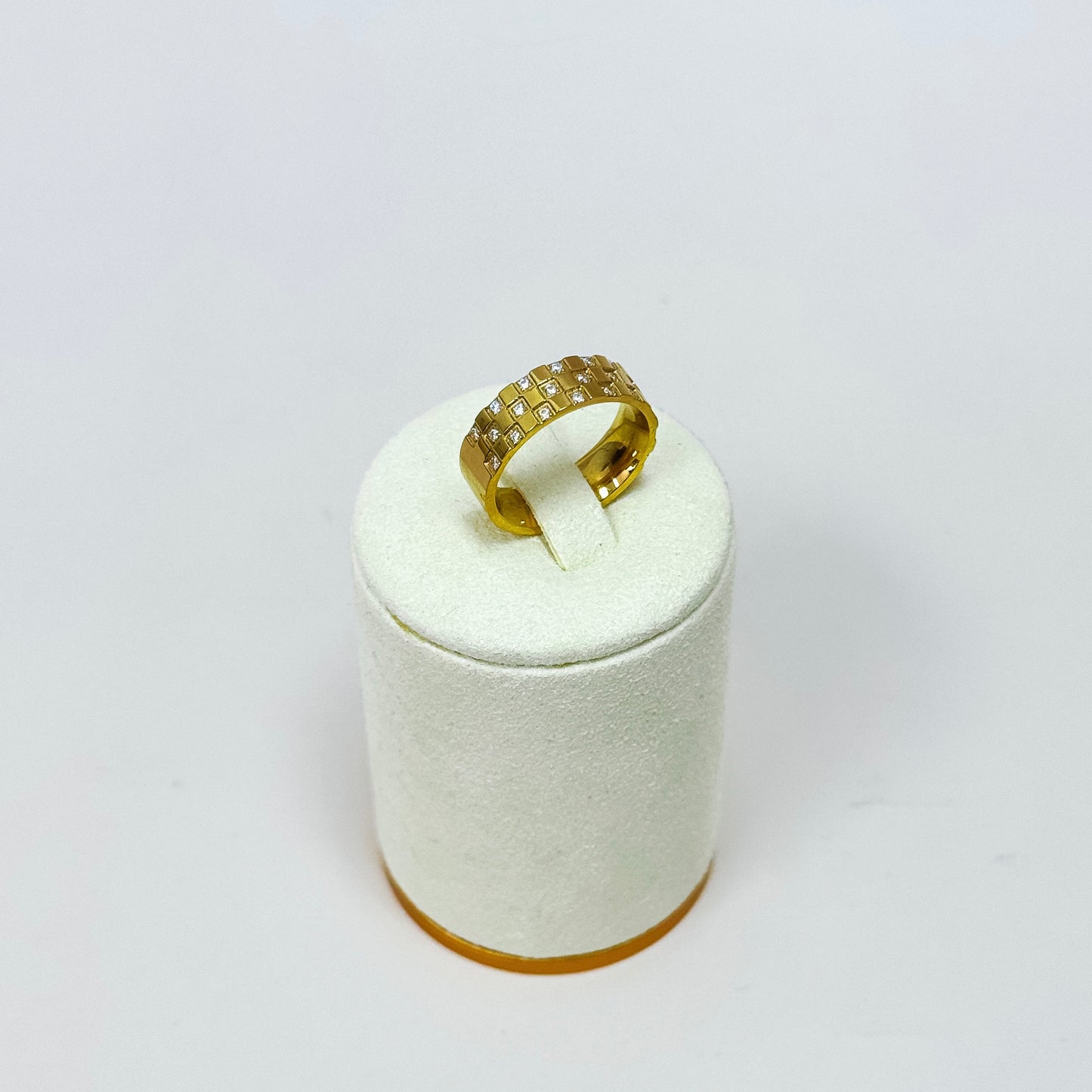 Astra Checkered CZ Band – Gold