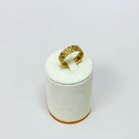 Astra Checkered CZ Band – Gold