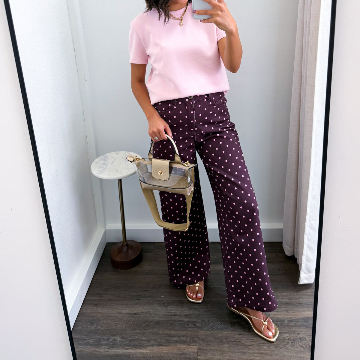 The Wine Dot Wide Leg Jeans