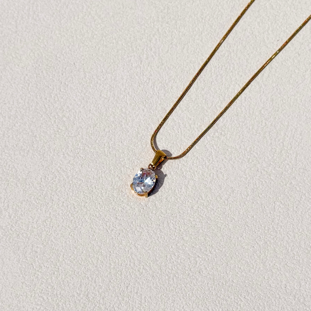 Noelle Solitaire Snake Chain Necklace