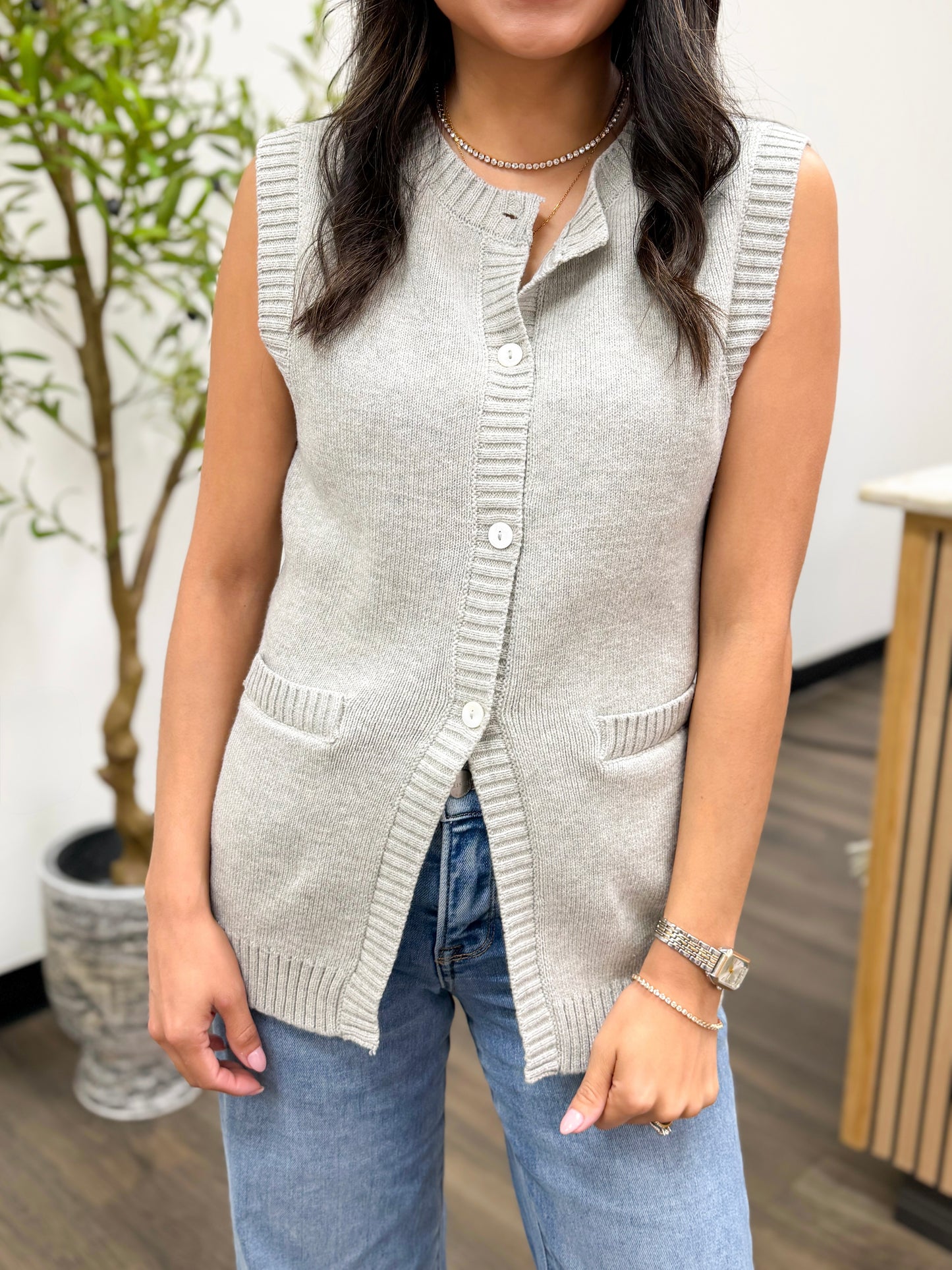 Soft Buttoned Knit Vest