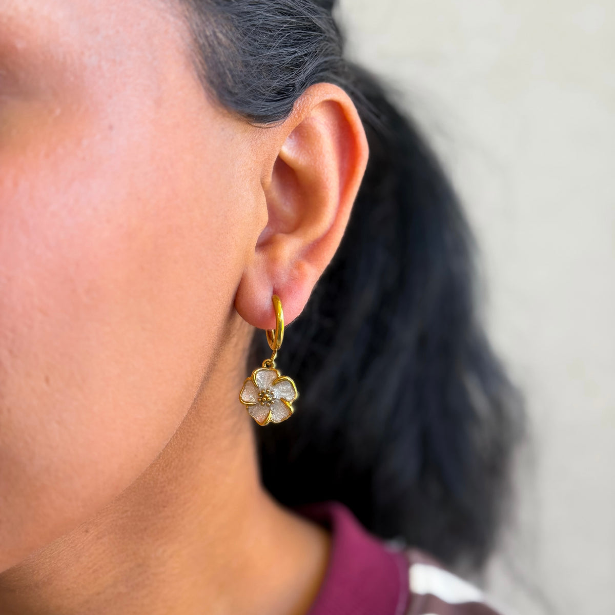 Bloom Flower Charm Hoops