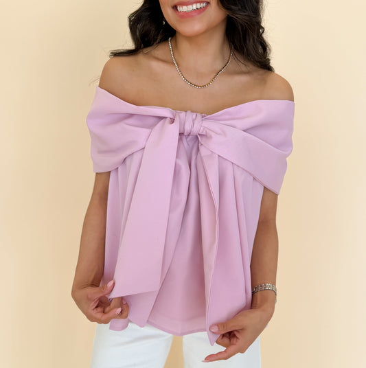Bow Accented Off The Shoulder Top