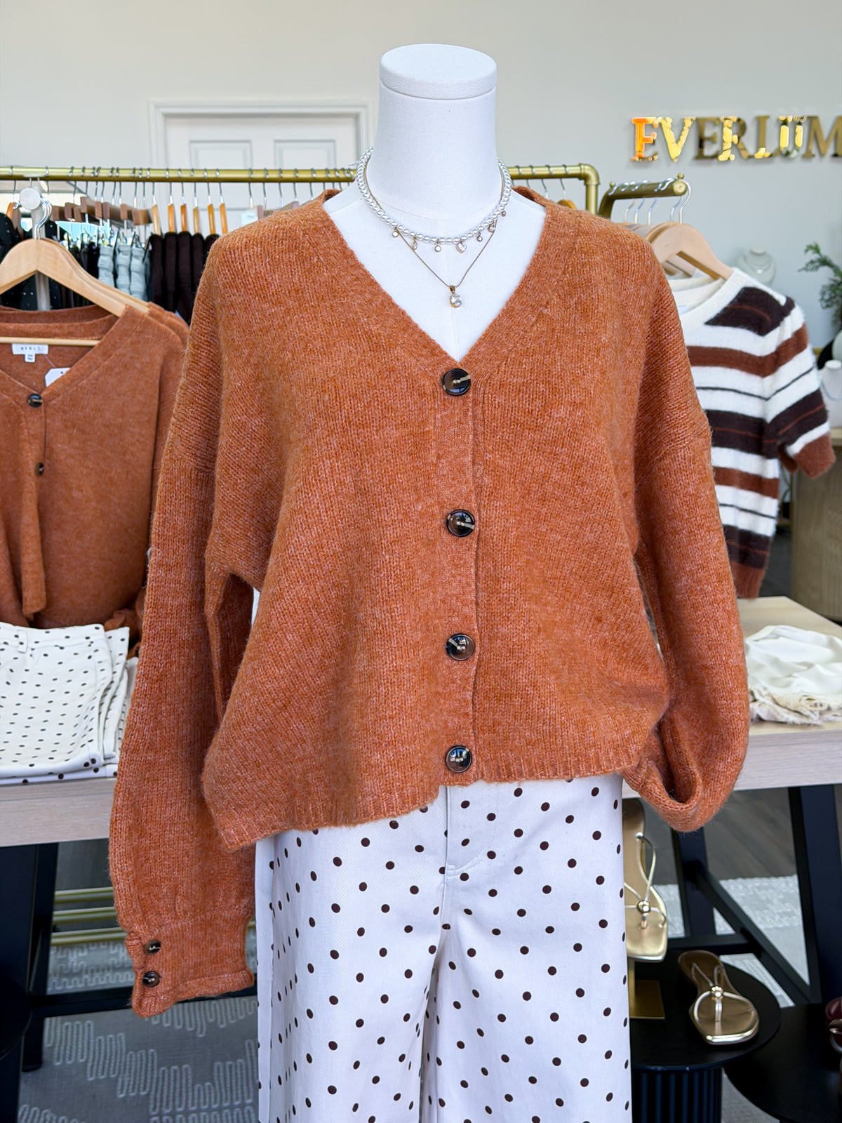 Copper Button Down Sweater Cardigan