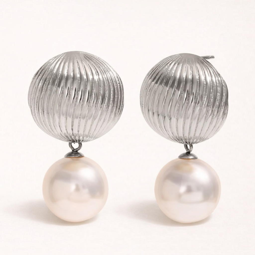 The Celeste Pearl Drop Earrings – Silver